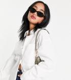 Asos Design Petite Long Sleeve Boyfriend Shirt In White