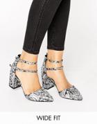 New Look Wide Fit Baroque Ankle Strap Block Heeled Shoe - Black