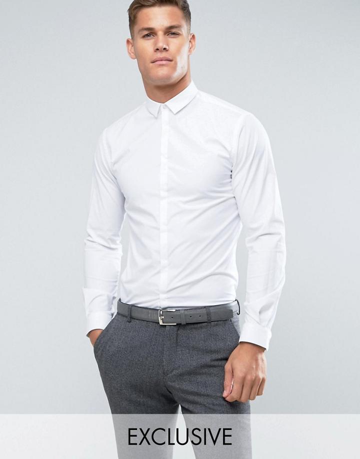 Noak Skinny Shirt With Bluff Collar - White