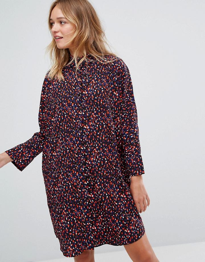 Monki Confetti Print Shirt Dress - Red