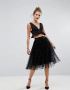 New Look Tulle Beaded Midi Skirt - Black