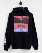 The Couture Club Oversized Hoodie In Black With Placement Patch Print