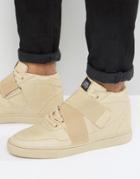 Sixth June Mid Top Sneakers In Stone With Strap - Black