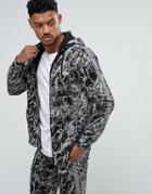 Defend London Zip Up Hoodie With Reflective Stripe - Black