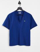 Lacoste Classic Logo T-shirt In Blue-blues