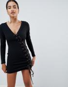 In The Style Tammy Hembrow Lace Up Mini Dress - Black