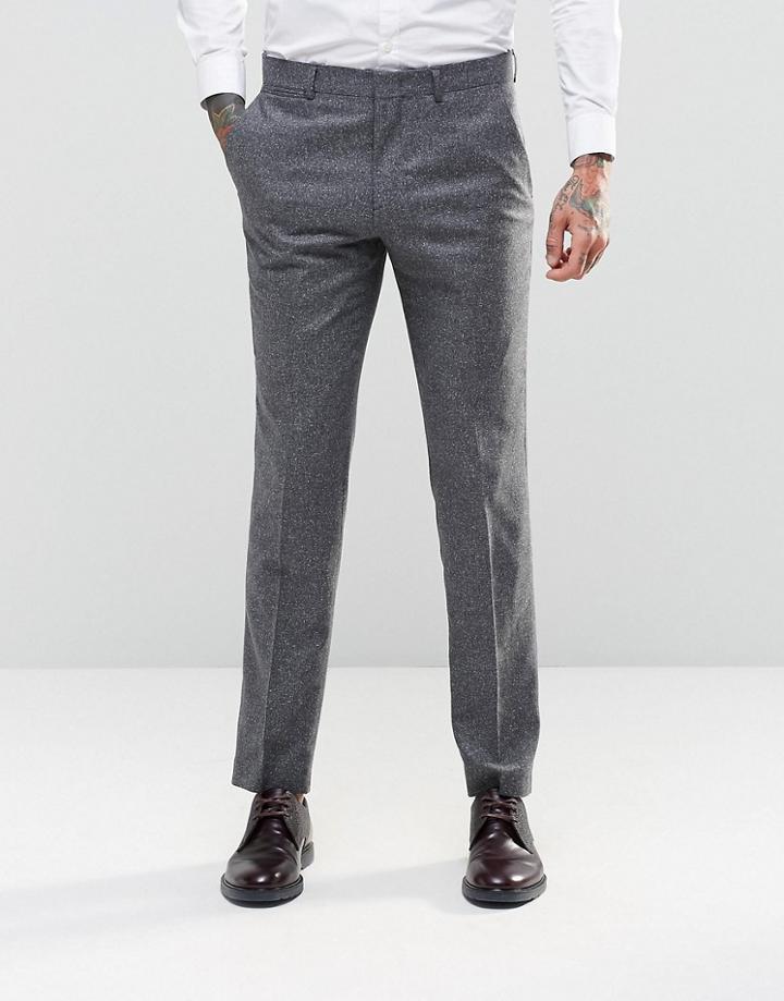 Asos Slim Suit Trousers In 100% Silk - Gray