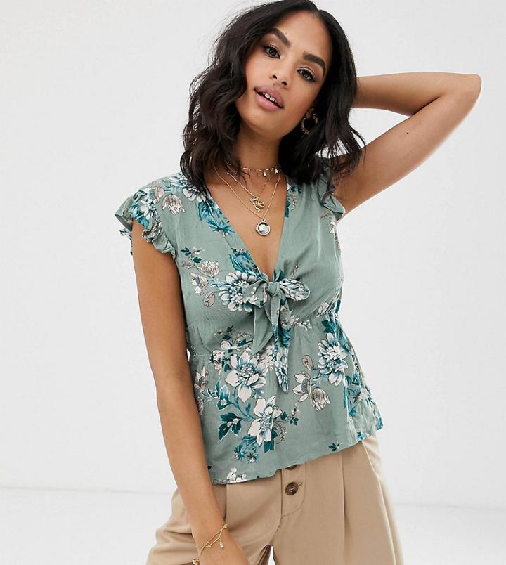 Vila Floral Tie Front Top