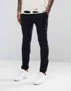 Asos Skinny Joggers With Rips In Black - Black