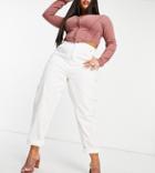 Asos Design Curve High Rise 'original' Mom Jeans In Off White
