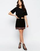 Muubaa Forster Embroidered Suede Skirt - Black