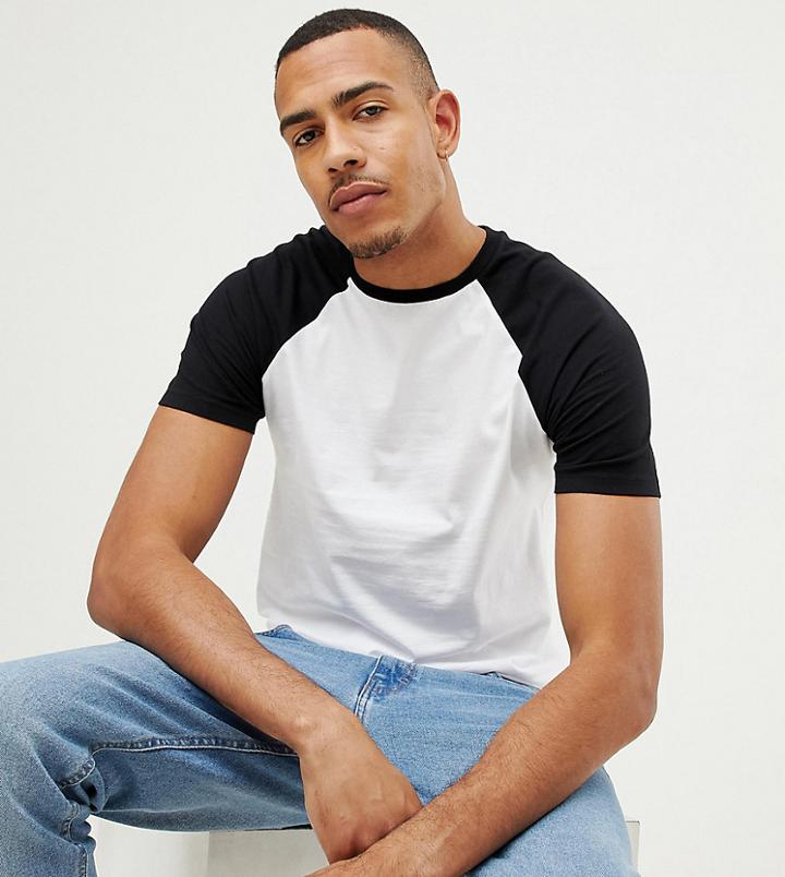 Asos Design Tall T-shirt With Crew Neck With Contrast Raglan-multi