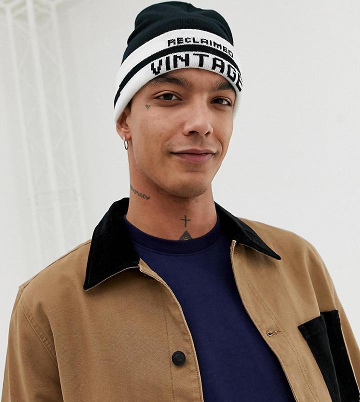 Reclaimed Vintage Inspired Logo Fisherman Beanie Hat