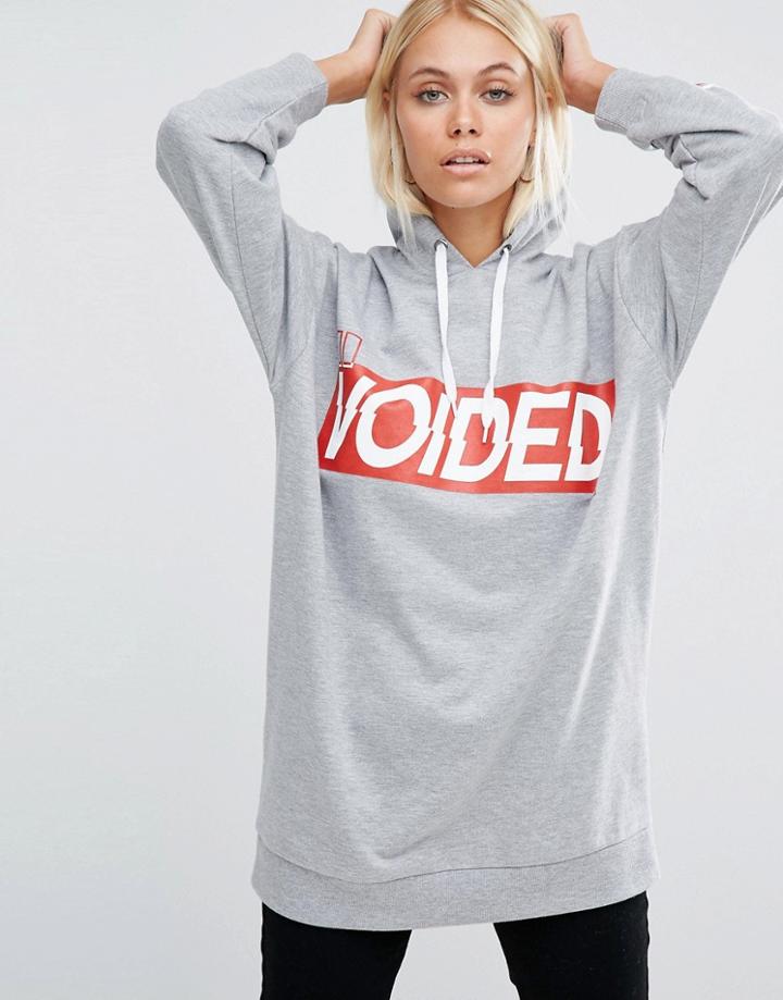 Asos Hoodie In Longline With Block Print - Multi