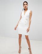 Lipsy Tuxedo Bodycon Dress - White