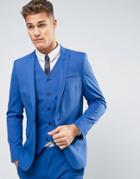 Asos Wedding Skinny Suit Jacket In Dusky Blue - Blue
