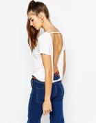 Daisy Street Slinky T-shirt With Open Twist Back - White