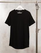 River Island Curved Hem Longline T-shirt In Black