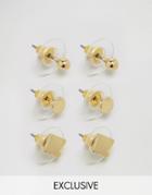 Designb London Gold Stud Earrings In 3 Pack - Gold