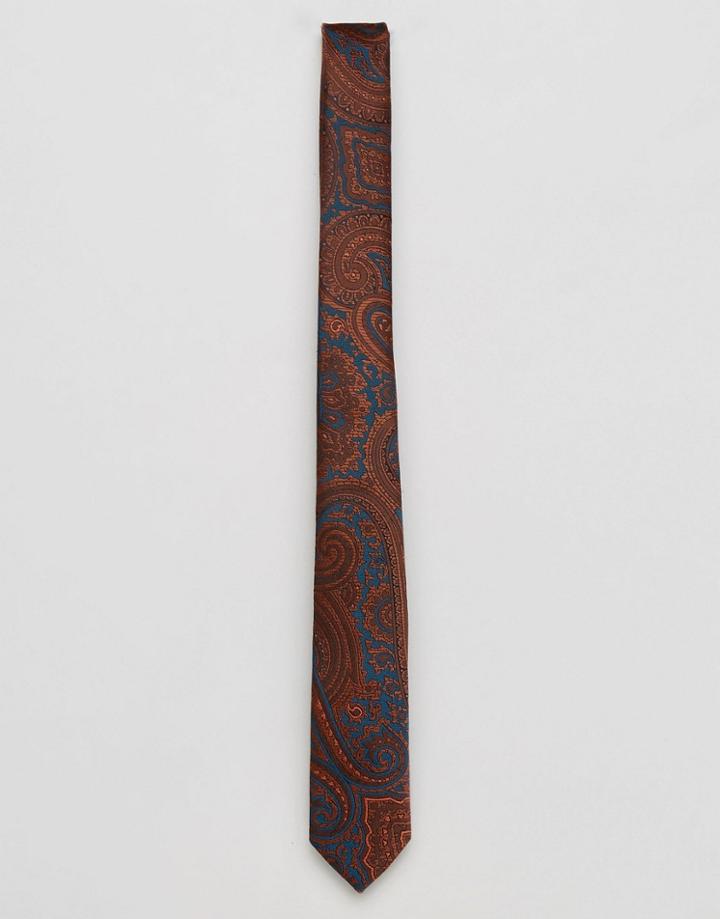 Asos Slim Tie In Paisley Design - Green