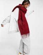Asos Design Supersoft Scarf With Tassels In Deep Red
