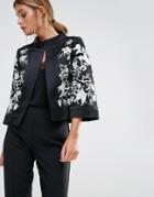 Ted Baker Abhy Wide Collar Jacket With Embroidery - Black
