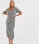 Asos Design Maternity Leopard Print Plisse Midi Tea Dress
