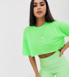 Asos Design Petite Super Crop T-shirt With Raw Edge-green