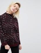 Warehouse Animal Sparkle Print Sweater - Red