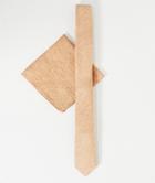 Asos Design Tie And Pocket Square Pack In Mustard Texture-yellow