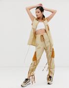 Zya Utility Tank Jacket With Contrast Collar-beige