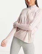 Nike Running Dri-fit Half-zip Long Sleeve Top In Pale Pink