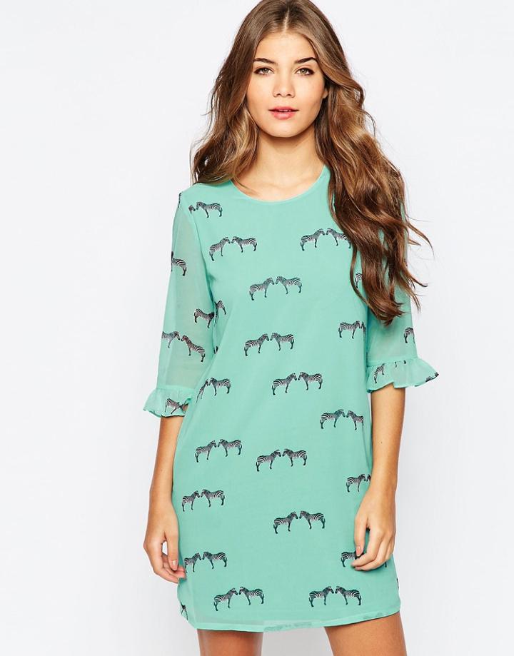 Sugarhill Boutique Zebra Print Tunic Dress - Green