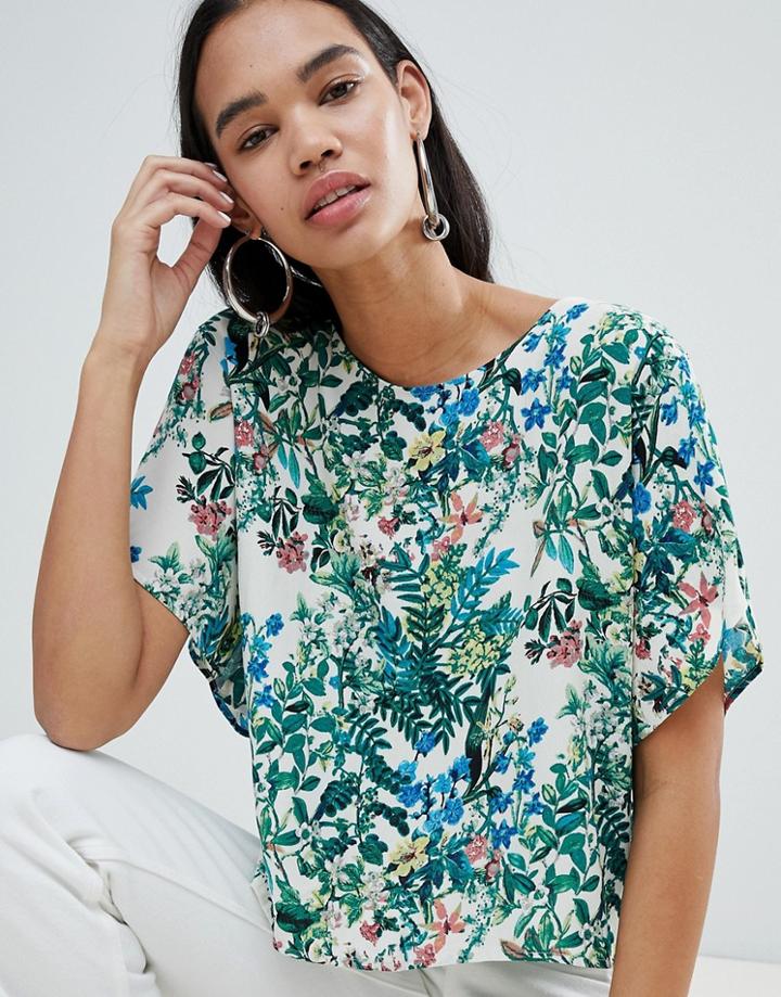 Weekday Floral Print Woven T-shirt - Beige
