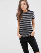 Asos T-shirt With Crew Neck In Stripe - Black