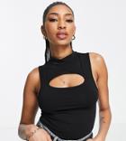 Asos Design Tall Cut Out Tank Top In Black