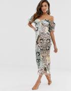 Asos Design Sweetheart Midi Tea Dress In Paisley Print - Multi