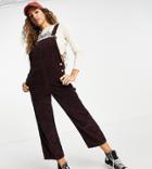 Reclaimed Vintage Inspired Denim Overalls In Brown Cord