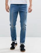 Asos Skinny Jeans In Smokey Mid Blue - Blue
