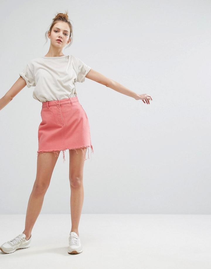 Weekday Skirt With Raw Hem - Pink