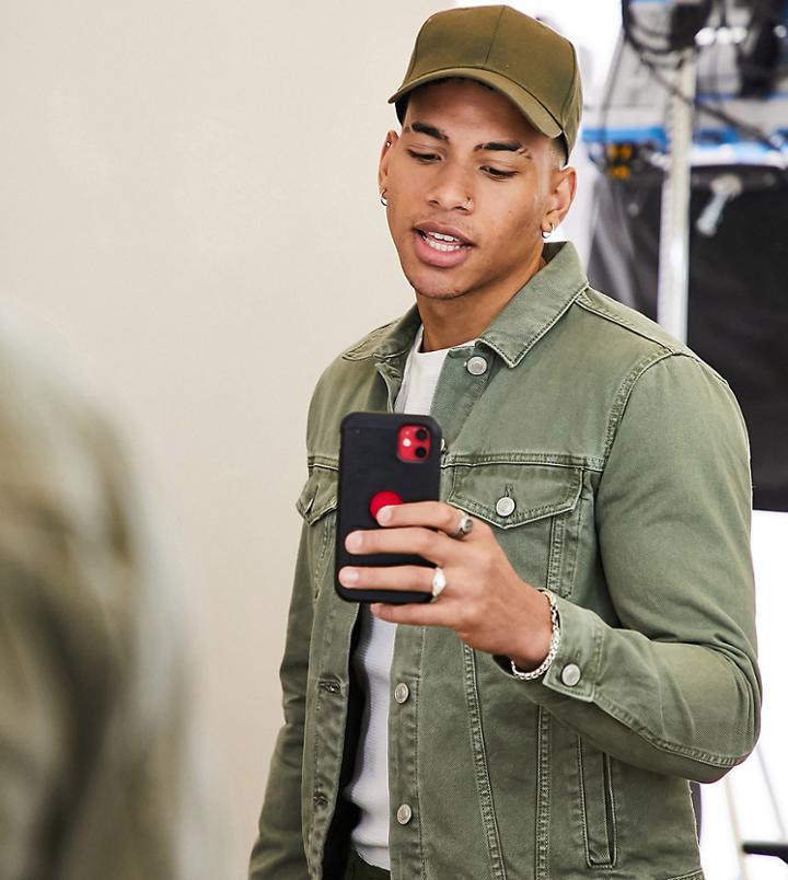 New Look Denim Jacket In Khaki-green