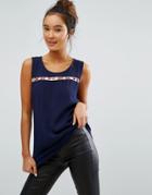 Brave Soul Embroidered Top - Navy