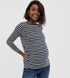 Asos Design Maternity Stripe Slouchy Long Sleeve T-shirt In Stripe-multi