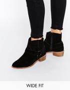 Asos Anya Wide Fit Suede Flat Boots - Black