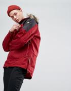 Fjallraven Singi Overhead Jacket With Faux Fur Hood In Red - Red