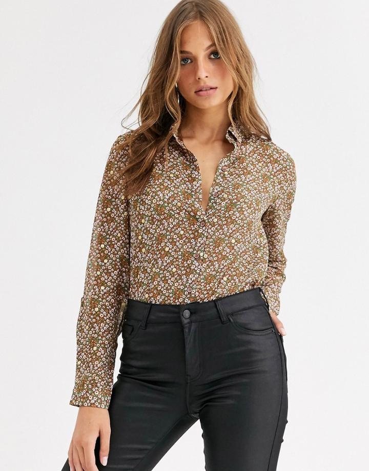 Vero Moda Sheer Blouse In Ditsy Floral Print-multi