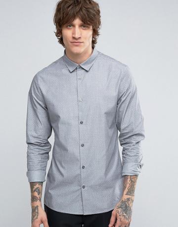 Hoxton Shirt Company Slim Smart Shirt In Print - Gray