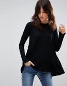Asos Top With Long Sleeve In Swing Fit - Black