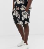 New Look Plus Two-piece Shorts With Leaf Print In Black - Black