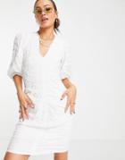 Object Polyester Dress With Ruching In White